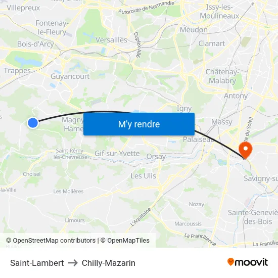 Saint-Lambert to Chilly-Mazarin map