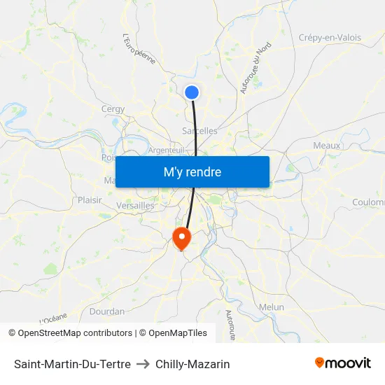 Saint-Martin-Du-Tertre to Chilly-Mazarin map