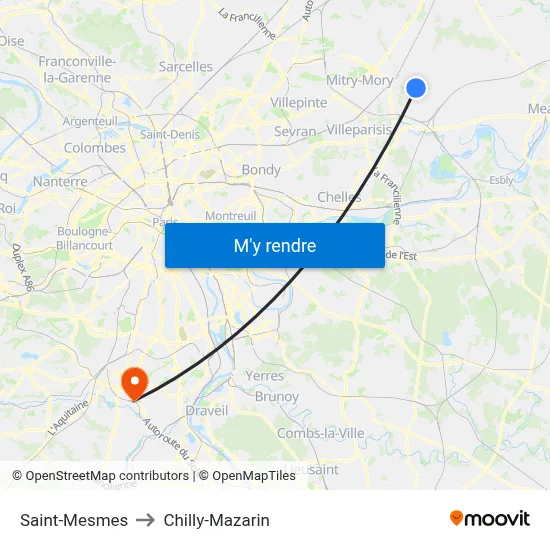 Saint-Mesmes to Chilly-Mazarin map