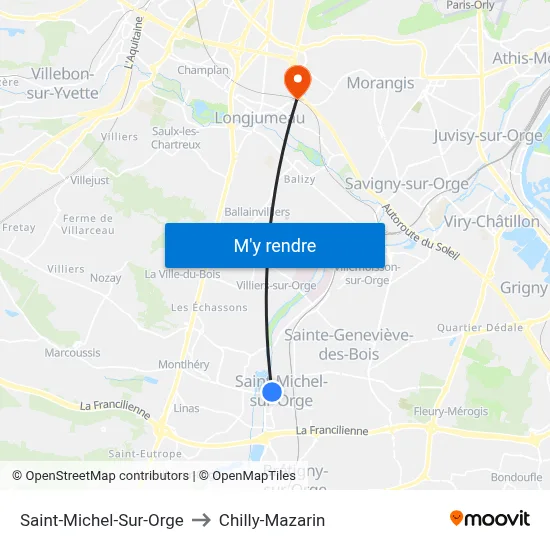Saint-Michel-Sur-Orge to Chilly-Mazarin map