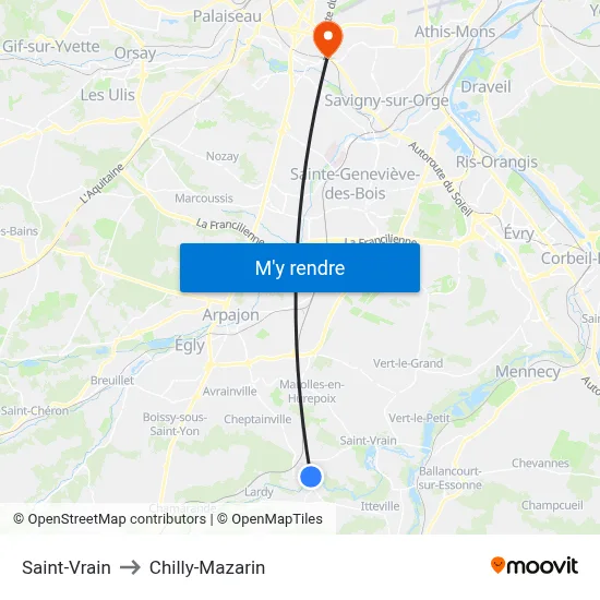 Saint-Vrain to Chilly-Mazarin map