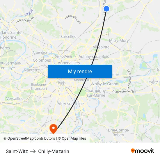 Saint-Witz to Chilly-Mazarin map