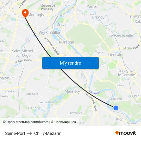 Seine-Port to Chilly-Mazarin map