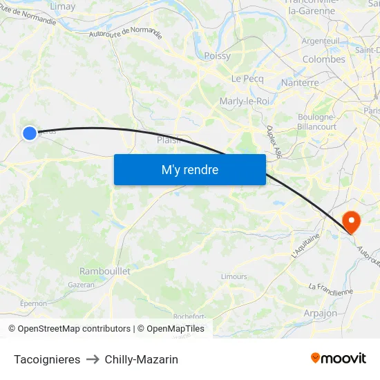 Tacoignieres to Chilly-Mazarin map