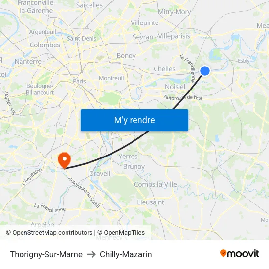 Thorigny-Sur-Marne to Chilly-Mazarin map