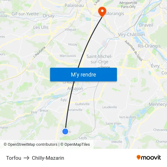 Torfou to Chilly-Mazarin map