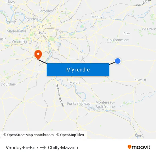 Vaudoy-En-Brie to Chilly-Mazarin map