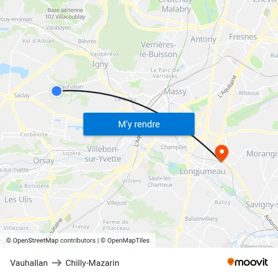 Vauhallan to Chilly-Mazarin map