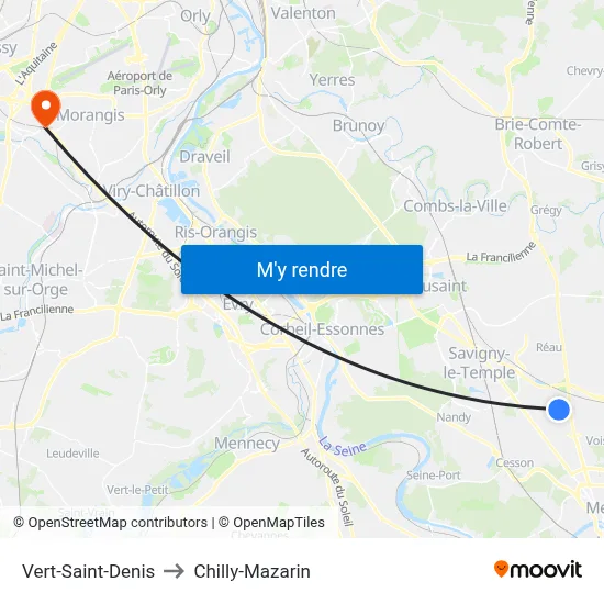 Vert-Saint-Denis to Chilly-Mazarin map