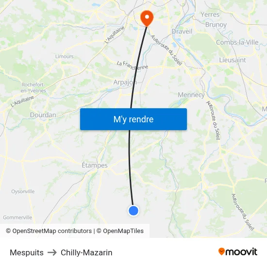 Mespuits to Chilly-Mazarin map