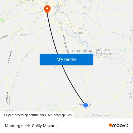 Montargis to Chilly-Mazarin map