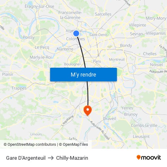 Gare D'Argenteuil to Chilly-Mazarin map