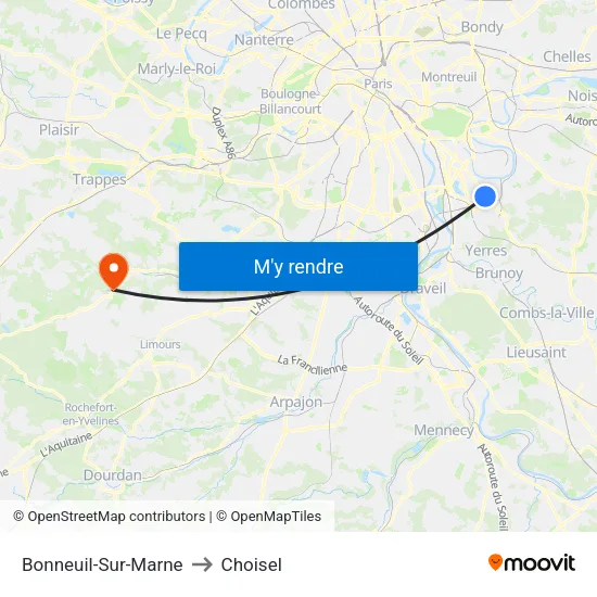 Bonneuil-Sur-Marne to Choisel map