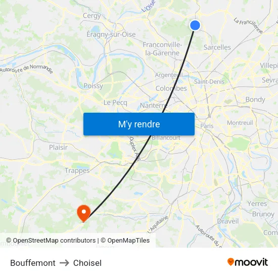 Bouffemont to Choisel map