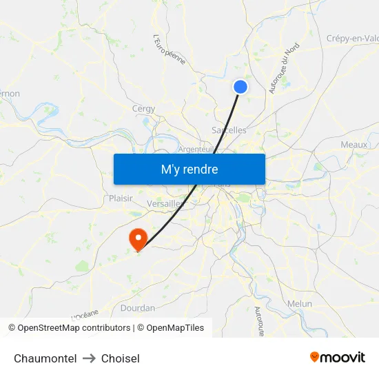 Chaumontel to Choisel map