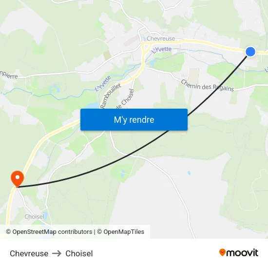 Chevreuse to Choisel map