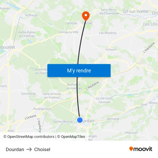 Dourdan to Choisel map