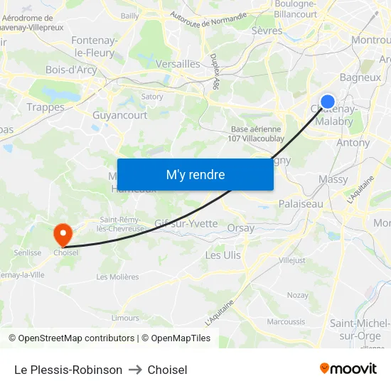 Le Plessis-Robinson to Choisel map