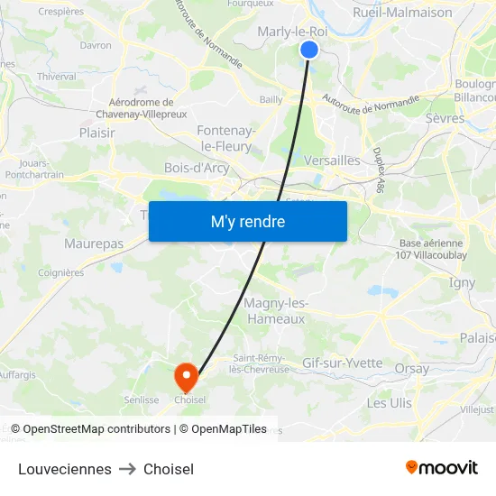 Louveciennes to Choisel map