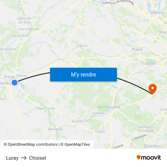 Luray to Choisel map