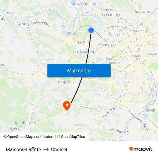 Maisons-Laffitte to Choisel map