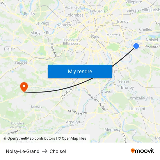 Noisy-Le-Grand to Choisel map