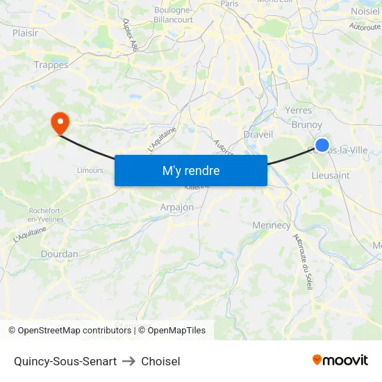Quincy-Sous-Senart to Choisel map