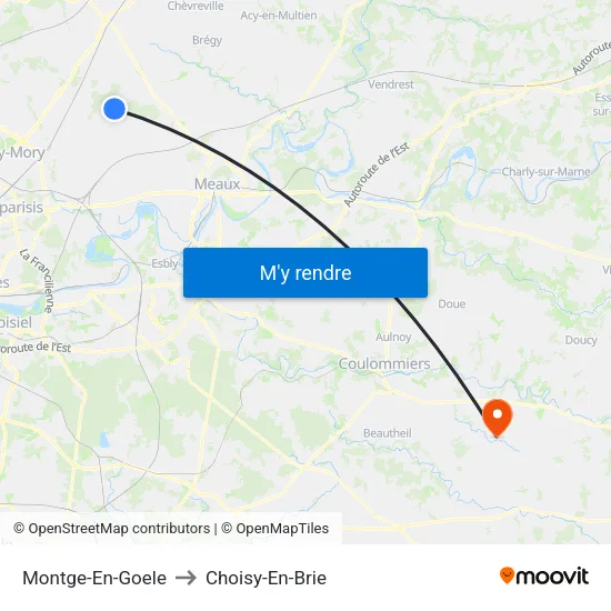 Montge-En-Goele to Choisy-En-Brie map