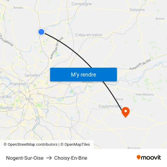 Nogent-Sur-Oise to Choisy-En-Brie map