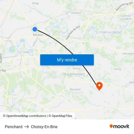 Penchard to Choisy-En-Brie map