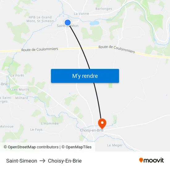 Saint-Simeon to Choisy-En-Brie map