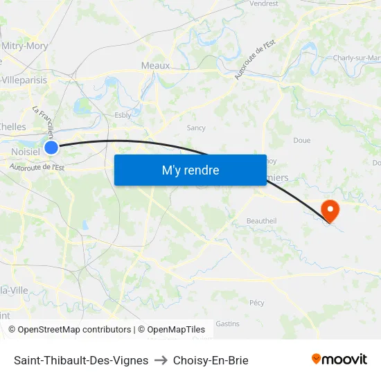 Saint-Thibault-Des-Vignes to Choisy-En-Brie map