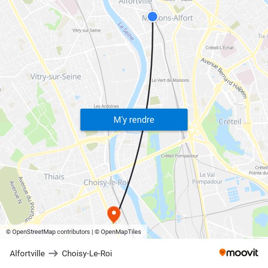 Alfortville to Choisy-Le-Roi map