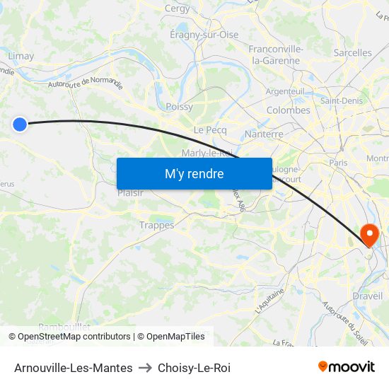 Arnouville-Les-Mantes to Choisy-Le-Roi map