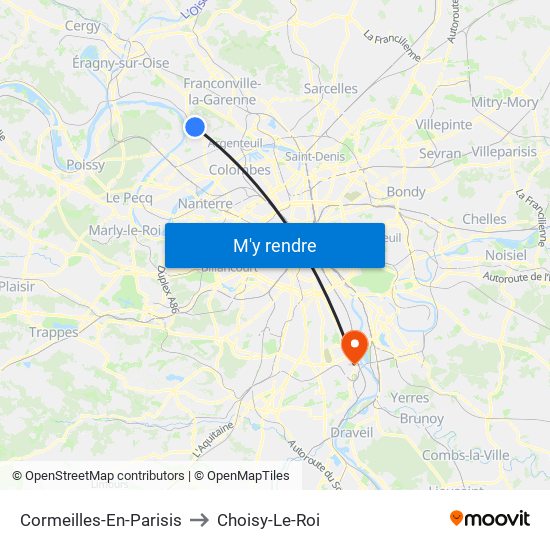 Cormeilles-En-Parisis to Choisy-Le-Roi map