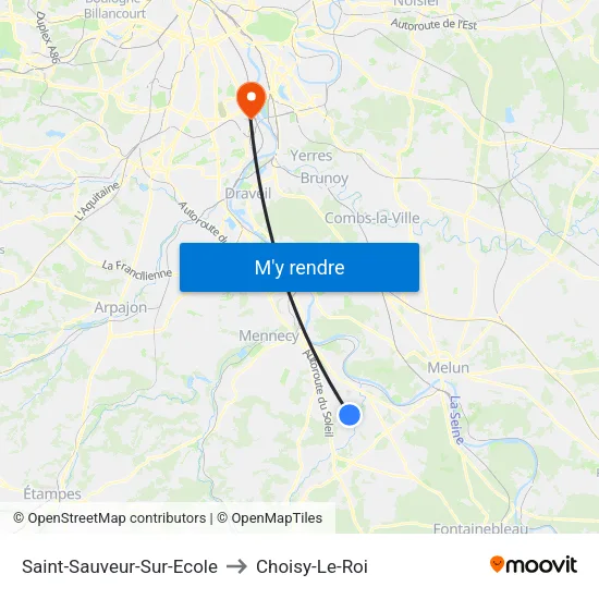 Saint-Sauveur-Sur-Ecole to Choisy-Le-Roi map