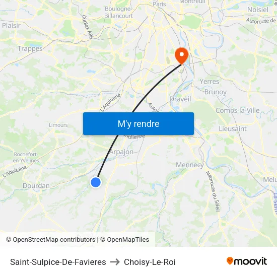 Saint-Sulpice-De-Favieres to Choisy-Le-Roi map