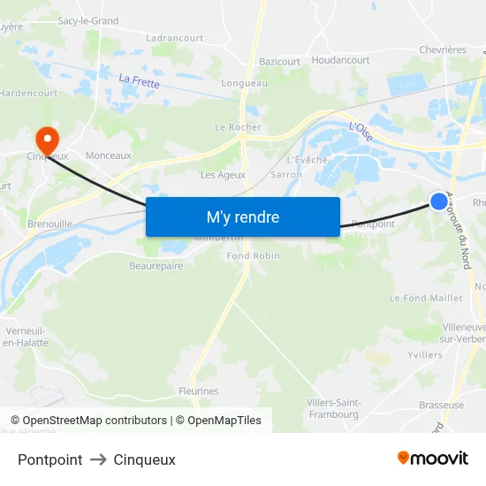 Pontpoint to Cinqueux map
