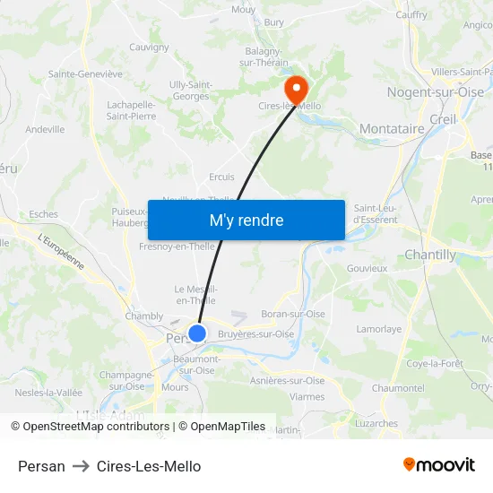Persan to Cires-Les-Mello map