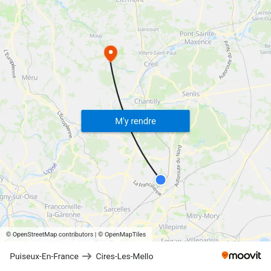 Puiseux-En-France to Cires-Les-Mello map