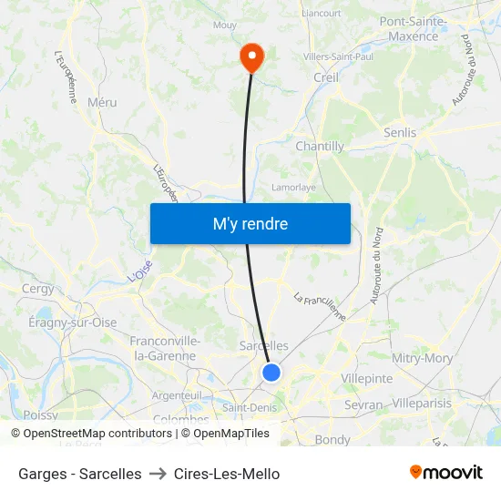 Garges - Sarcelles to Cires-Les-Mello map