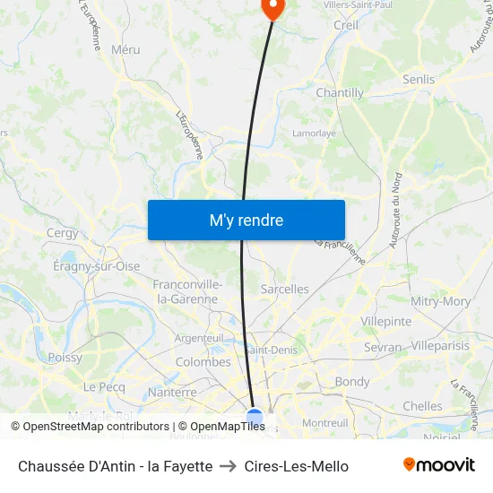 Chaussée D'Antin - la Fayette to Cires-Les-Mello map