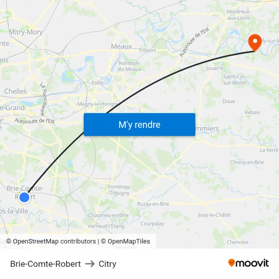 Brie-Comte-Robert to Citry map