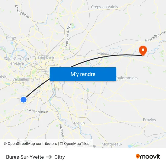 Bures-Sur-Yvette to Citry map