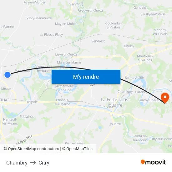Chambry to Citry map