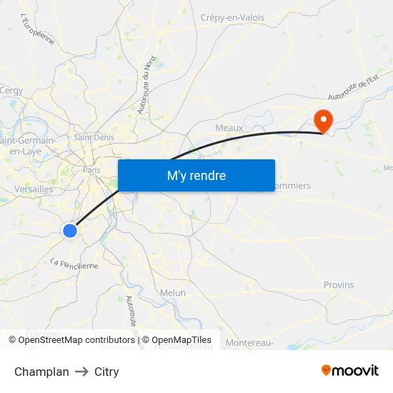 Champlan to Citry map