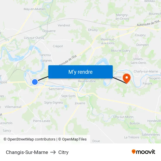 Changis-Sur-Marne to Citry map