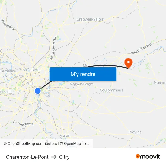 Charenton-Le-Pont to Citry map
