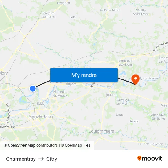 Charmentray to Citry map