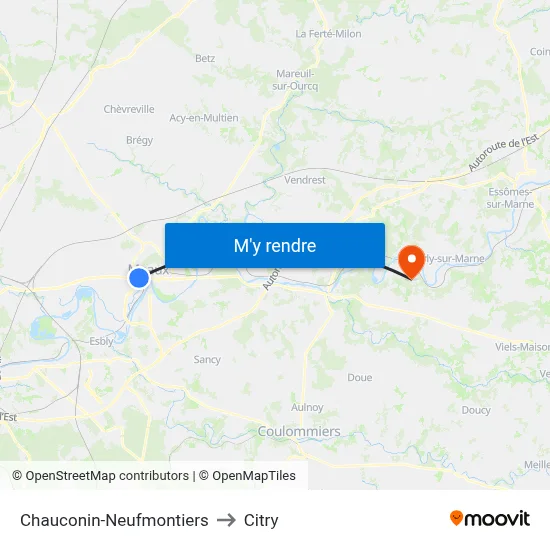 Chauconin-Neufmontiers to Citry map